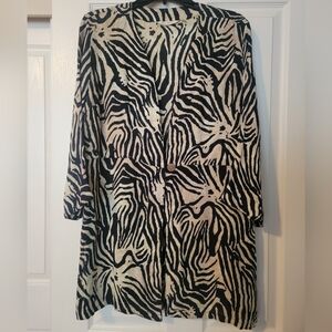 Soft Surroundings Zebra Pattern Long Cardigan/Kimono/Beach Cover Sz M